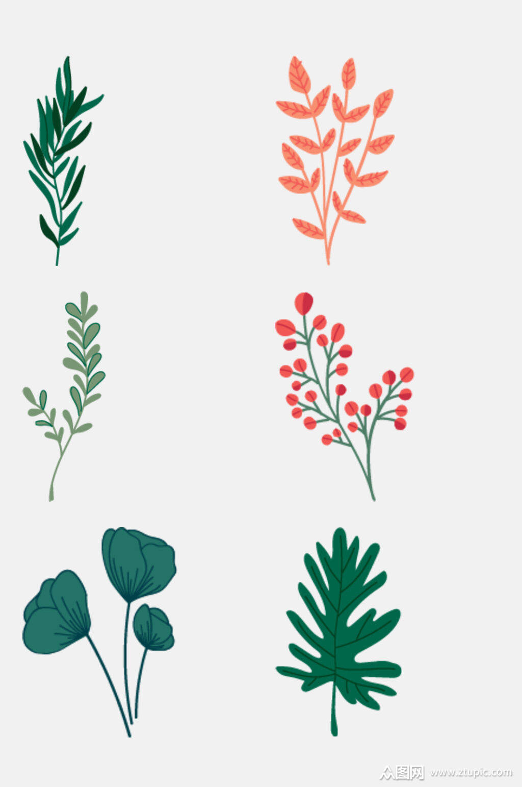 简洁水彩清新植物插画免抠素材素材