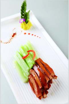新鲜芥兰杏鲍菇餐饮食品图片
