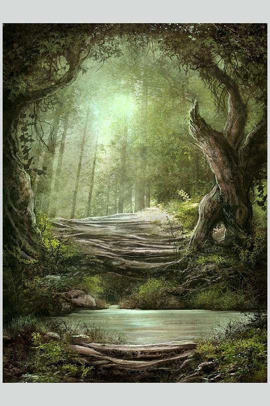创意动漫迷幻森林图片