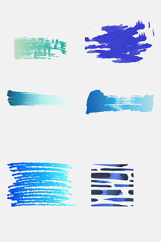 蓝色涂鸦笔刷免抠元素