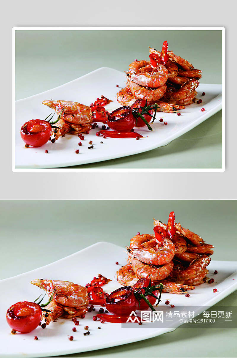 七月流火胡椒虾食物高清图片素材