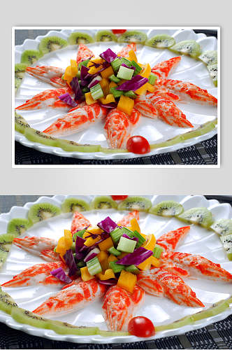 热三色素虾仁食物高清图片