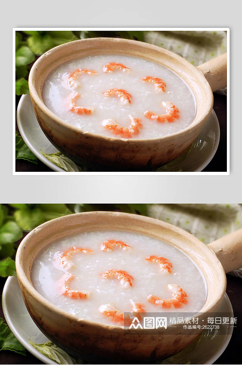 虾仁煲粥食品摄影图片素材