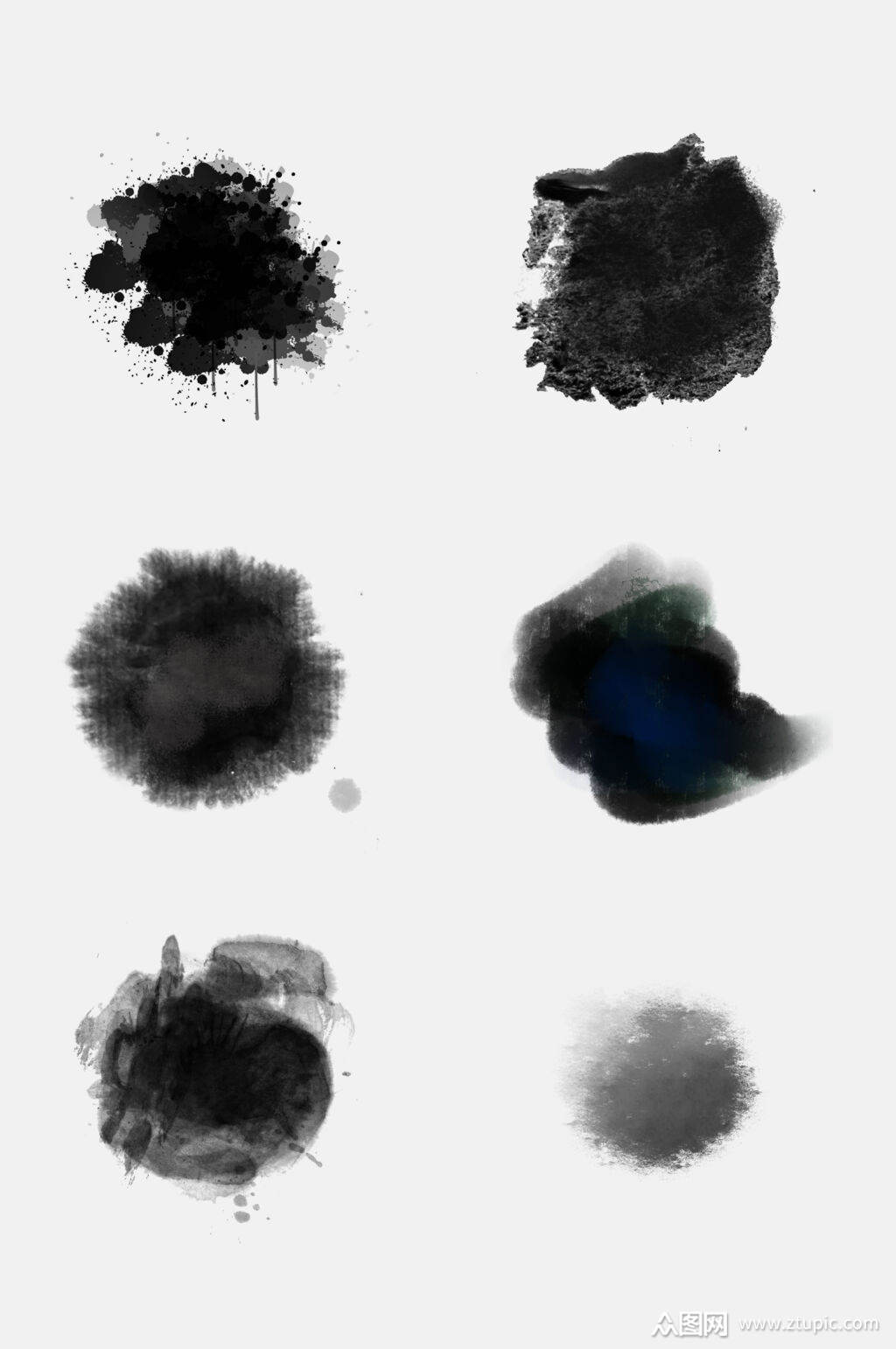 水墨毛笔墨迹墨点免抠素材