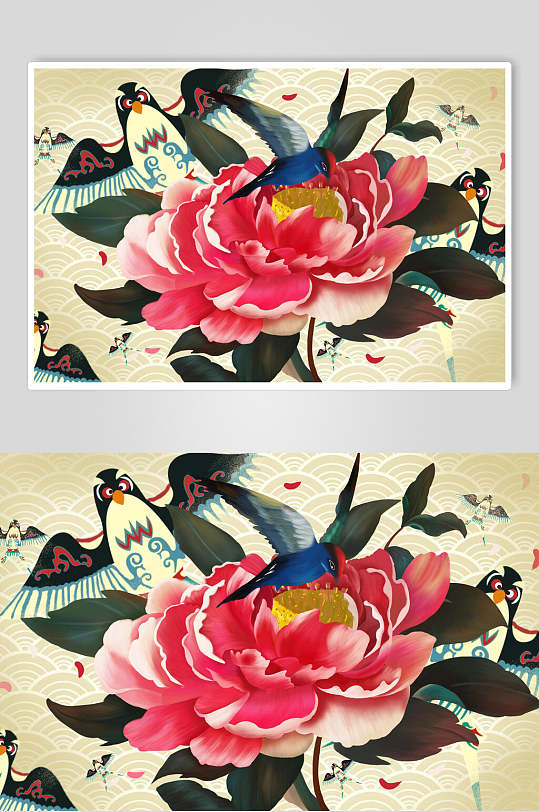 唯美国潮雅韵中国风花卉插画