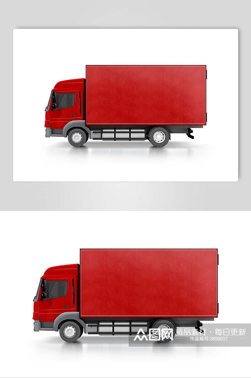 创意红色大气厢式货车样机素材