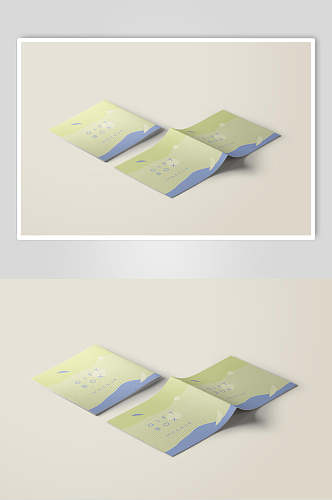 折页清新创意个性蓝绿色笔记本样机