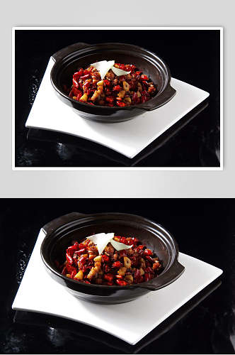 红焖雨花鸡食品摄影图片