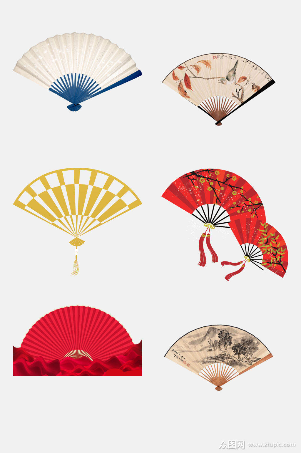 精美简洁中国风古风折叠扇子免抠素材模板下载-编号2657979-众图网