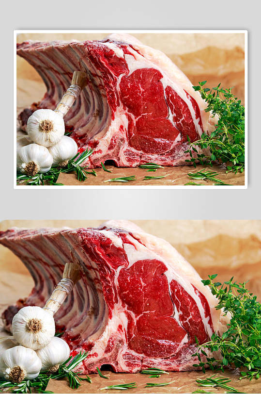 新鲜大蒜鲜肉食品肉片摄影图