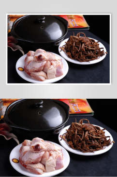 热茶树菇土鸡煲食品高清图片