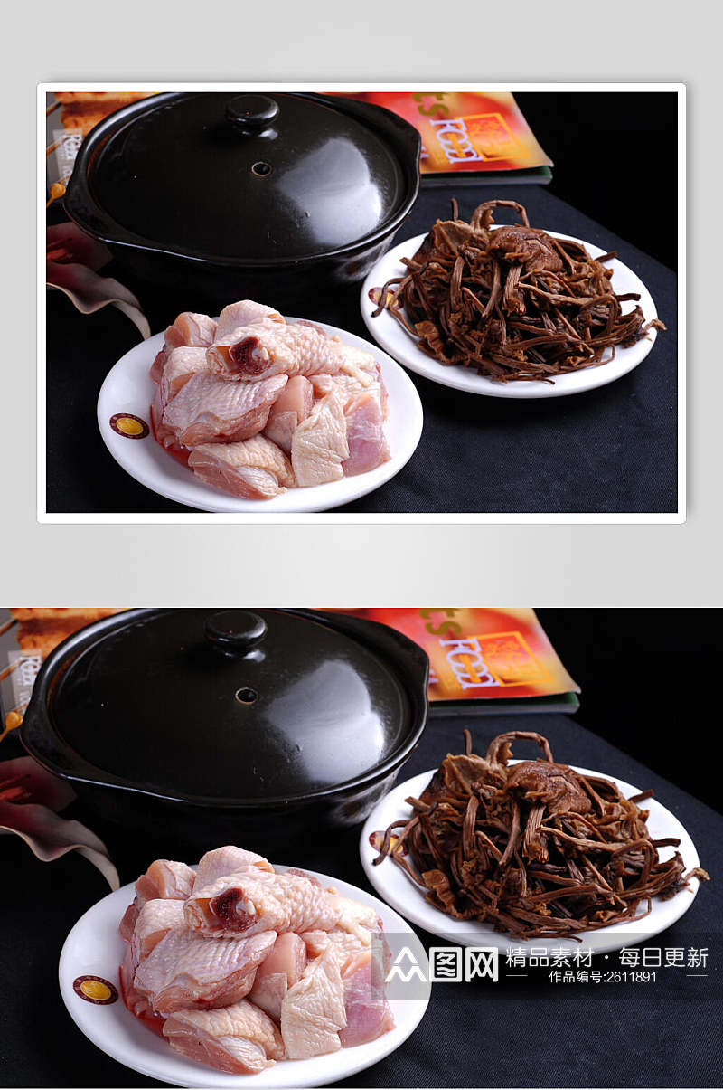 热茶树菇土鸡煲食品高清图片素材
