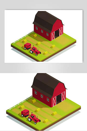 红色房子商务生活场景插画矢量素材