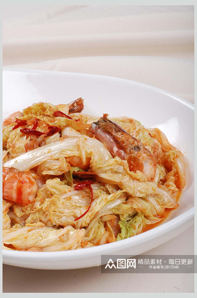 鲜虾辣白菜食物高清图片素材