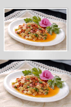 金茄鸡丁食品摄影图片