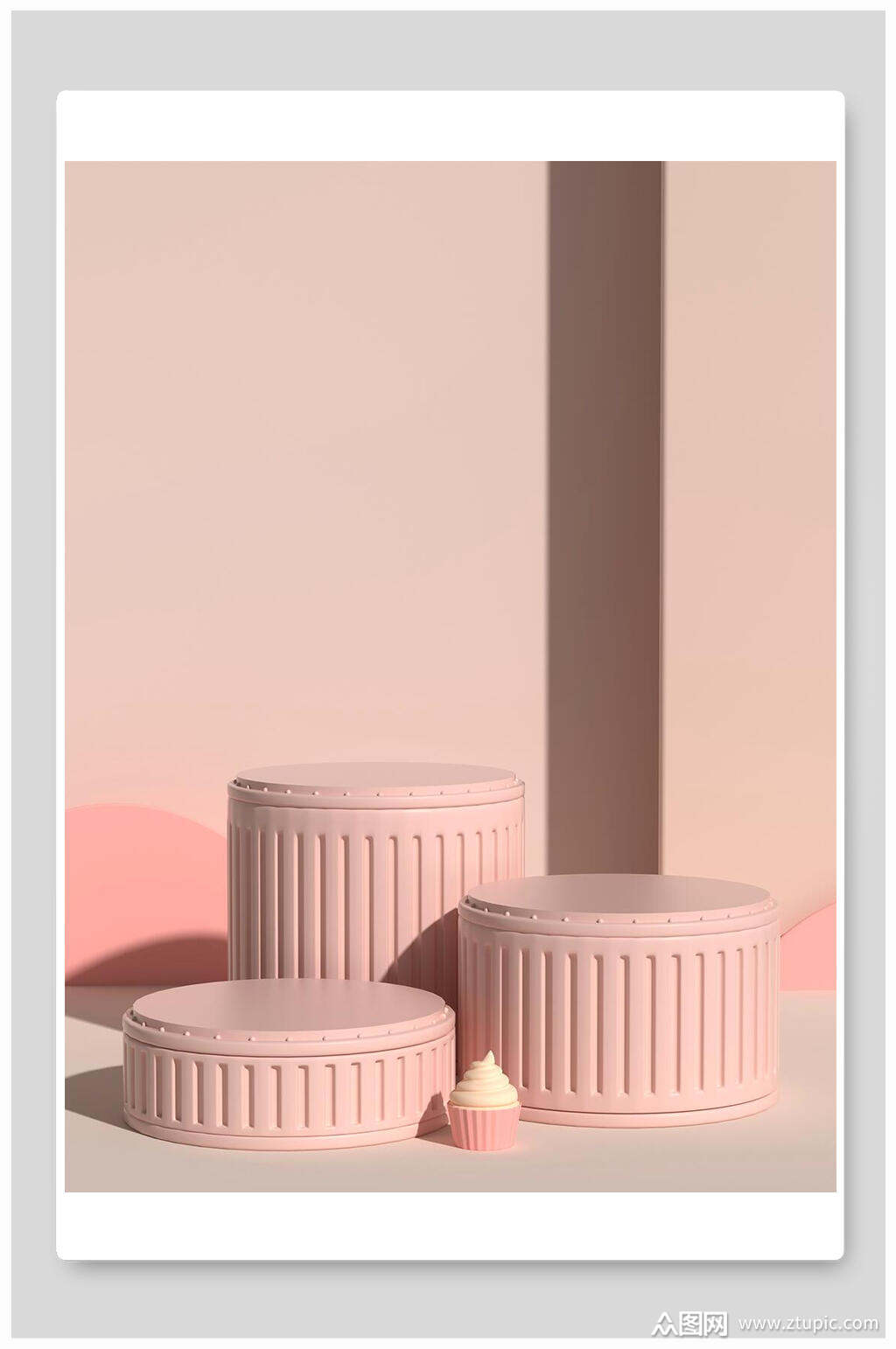 简洁粉色时尚电商商品展示台背景素材