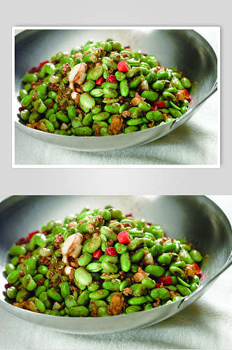 干锅肉香青皮豆食物高清图片