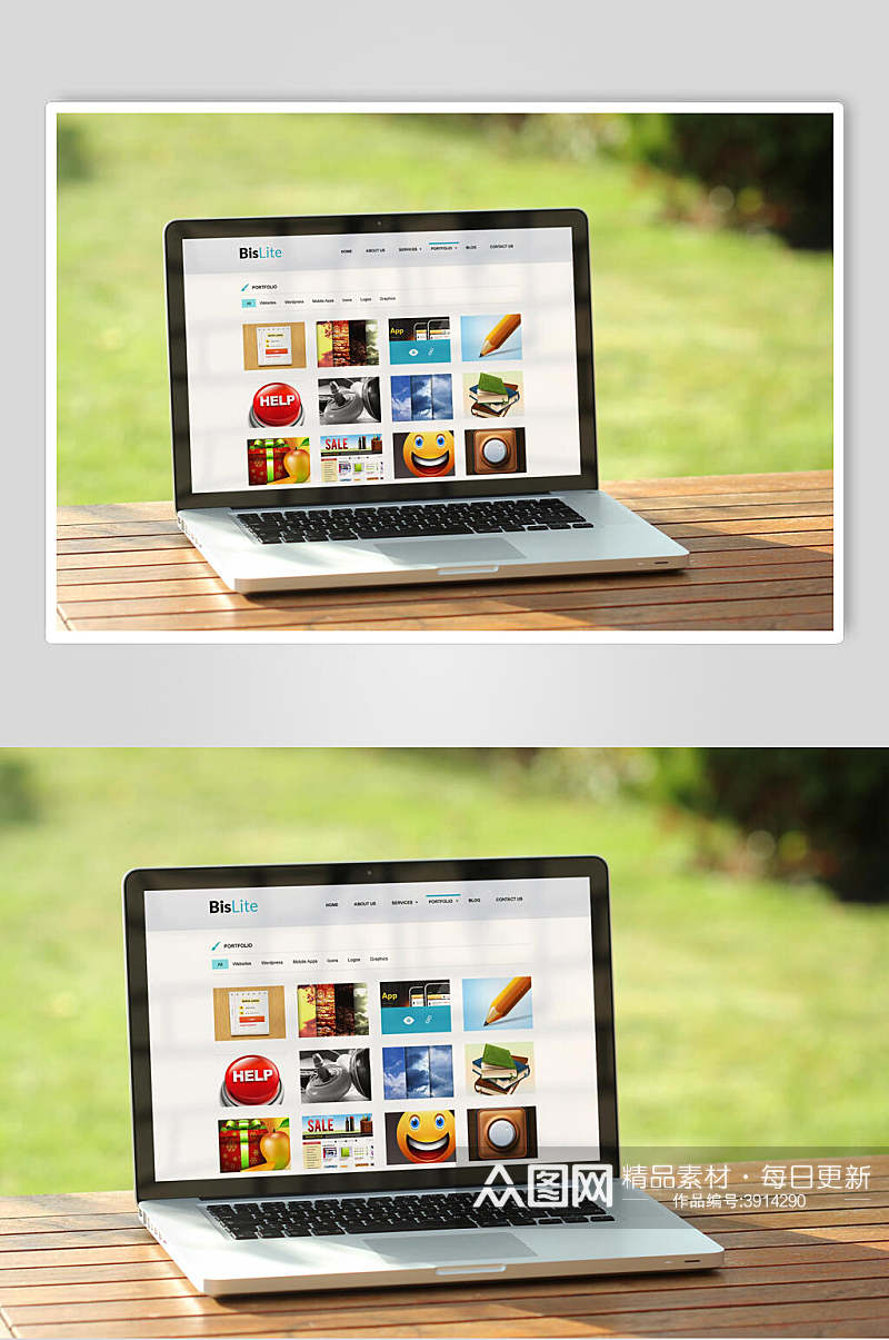 室外笔记本电脑显示器展示样机素材