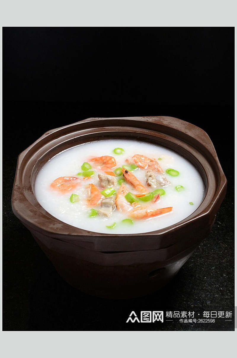 生虾排骨粥食品摄影图片素材
