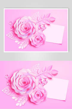 简洁粉色鲜花立体质感剪纸矢量素材