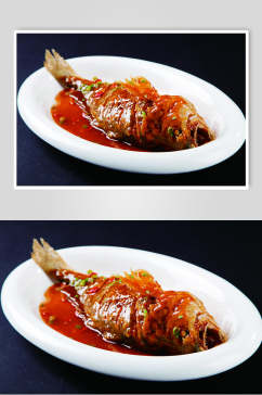 招牌黄花鱼食物摄影图片