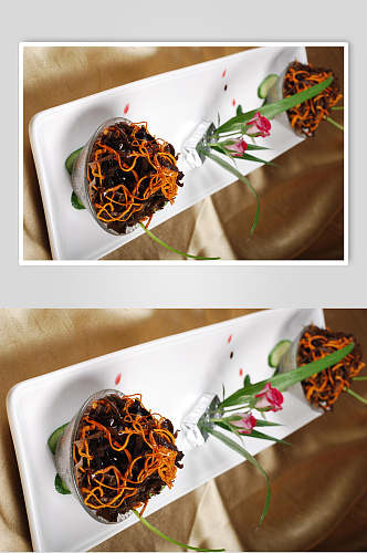 虫草花拌木耳餐饮食物图片