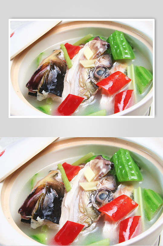 粥水胜瓜浸鱼嘴食物摄影图片