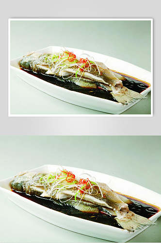 清蒸鲈鱼食物摄影图片