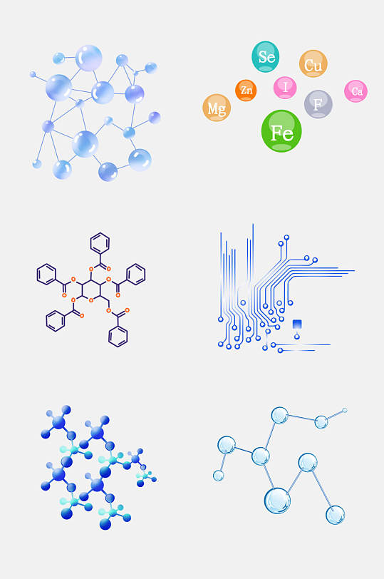 水彩生物基因医疗化学分子免抠设计素材