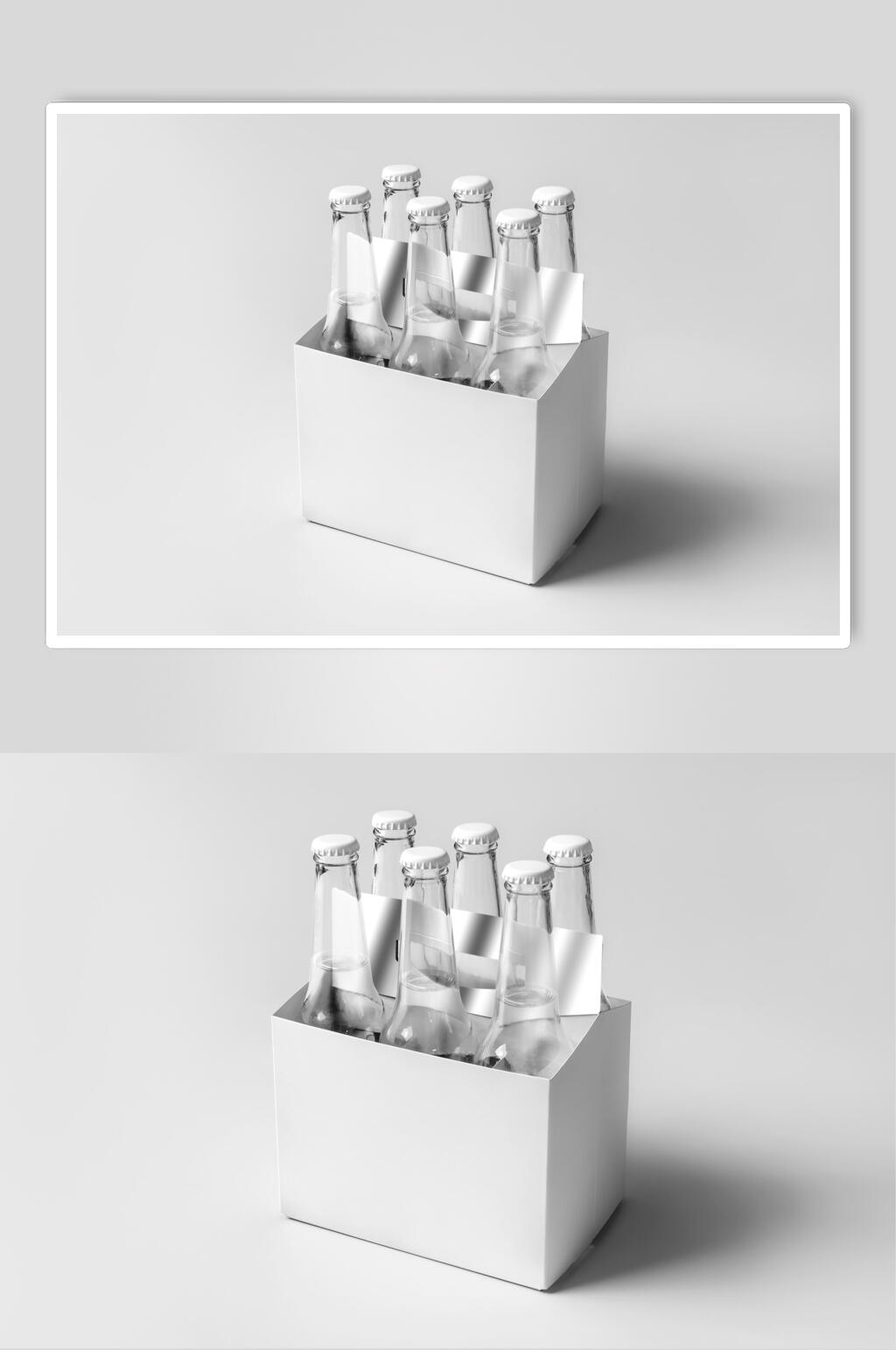 白色盒子透明瓶装样机设计素材