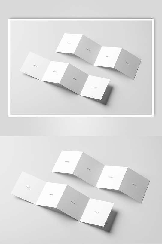 简约白色方形四折页贴图样机