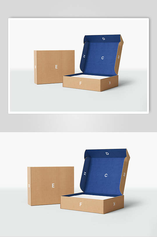瓦楞纸飞机盒纸盒贴图样机