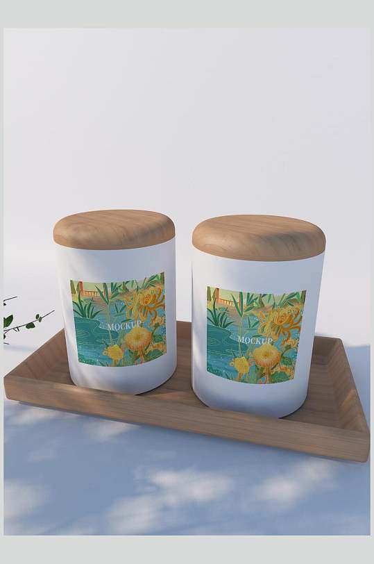 木质盖黄花图片茶叶罐包装样机