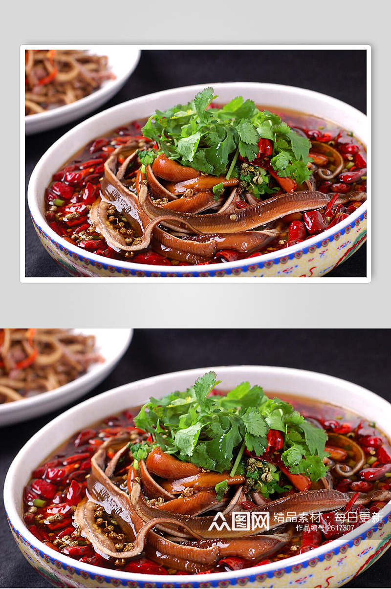 热菜折耳根炝鳝片食物高清图片素材