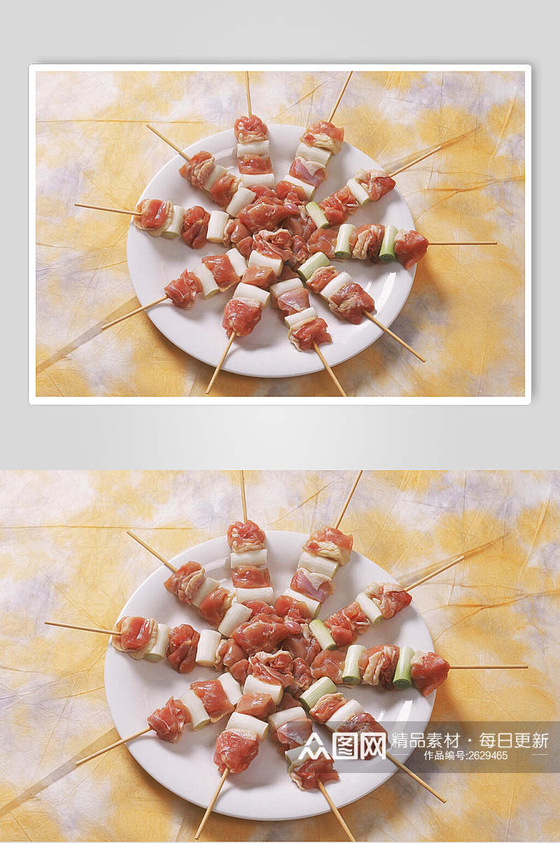 新鲜串串食物肉片摄影图素材