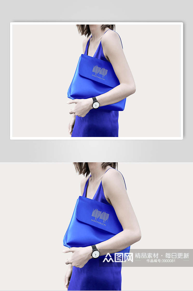 蓝色创意手表云办公品牌提案套装样机素材