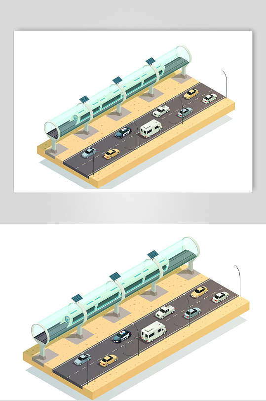 道路交通商务生活场景插画矢量素材