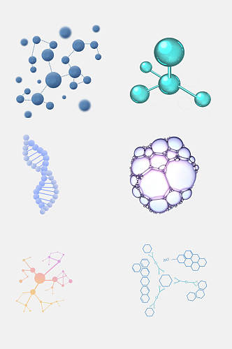 手绘生物基因医疗化学分子免抠设计素材