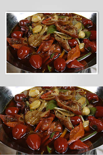 干锅肥肠食品摄影图片