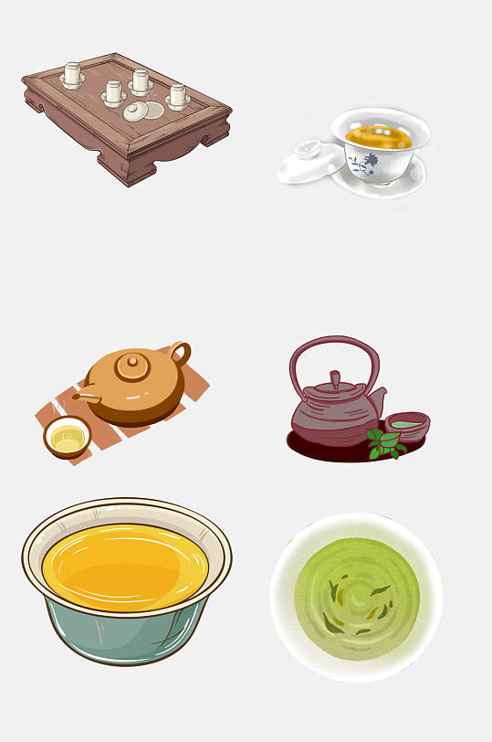 茶文化茶壶茶杯茶具免抠素材