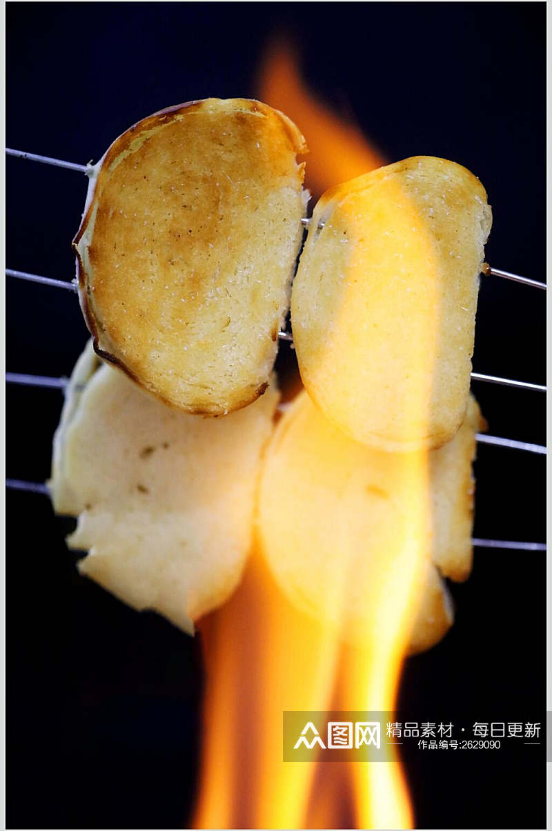 烧烤馒头片食品摄影图片素材