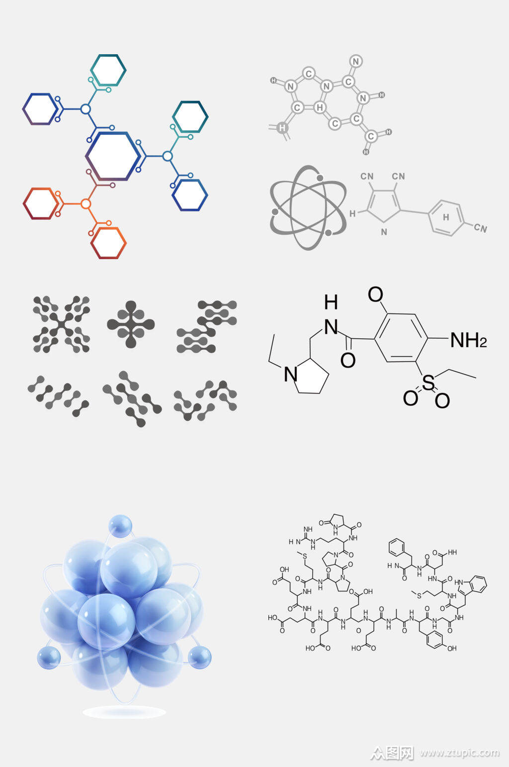 生物基因医疗化学分子免抠素材