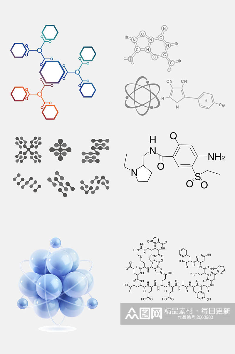生物基因医疗化学分子免抠素材素材