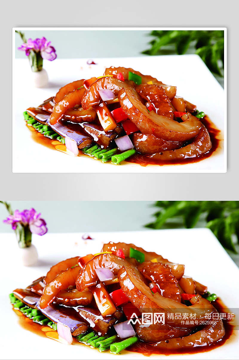 紫茄烧黄玉参餐饮食物图片素材