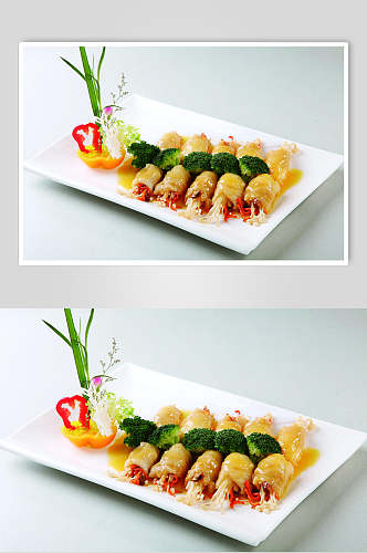 金菇渔家手卷餐饮食物图片