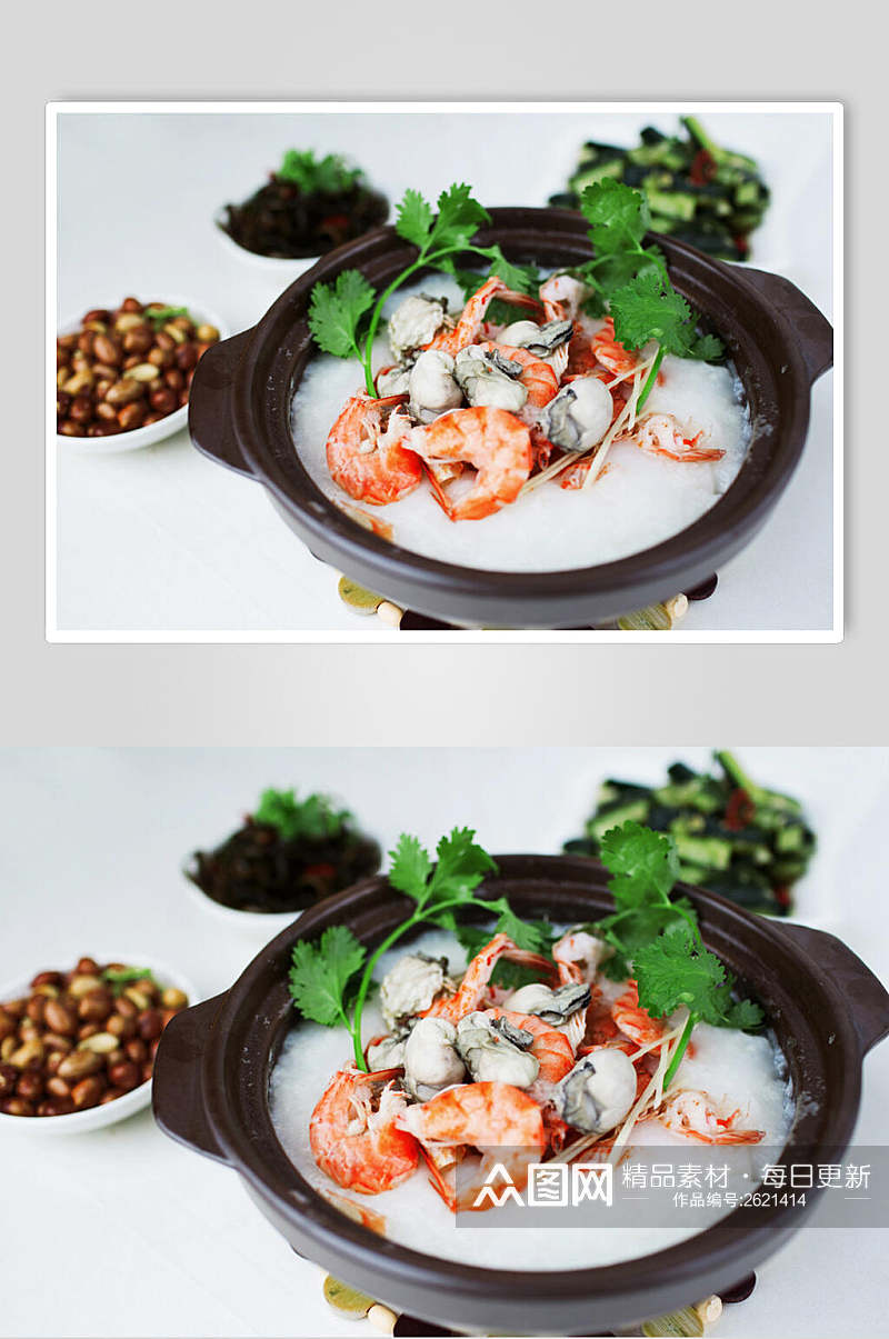新鲜美味海鲜粥餐饮食品图片素材