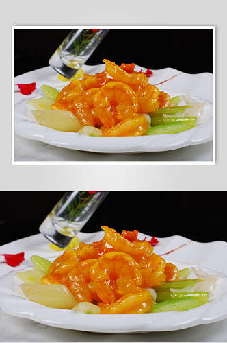 蟹粉水晶虾仁食品摄影图片