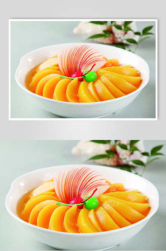 新鲜黄桃芦荟食物摄影图片