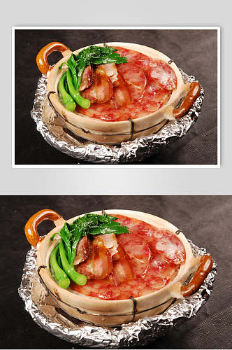 广式腊味煲仔饭小食物摄影图片