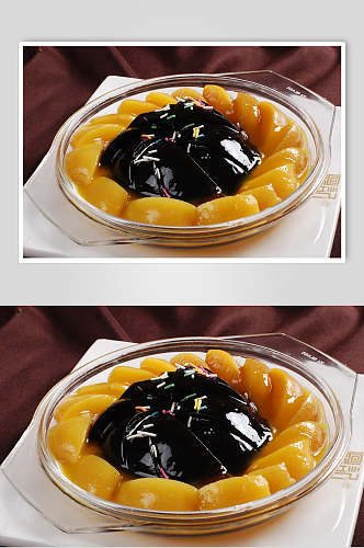 黄桃龟苓膏食物摄影图片